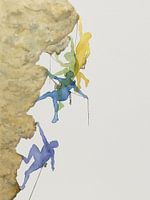 Die Bergsteiger (Aquarellmalerei Bergsteigen)