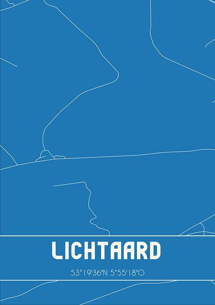 Blueprint | Map | Lichtaard (Fryslan) by Prints of Place