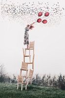 Motiverende Beeldmanipulatie Portret - Doorzettingsvermogen en Inspiratie Wanddecoratie