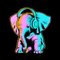 Bébé éléphant avec des écouteurs