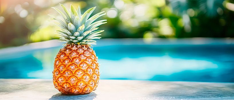 Tropical pineapple by the pool - summer feeling by Poster Art Shop