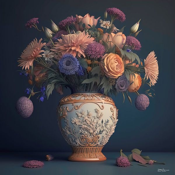 Stilleben mit Blumen. von Gelissen Artworks