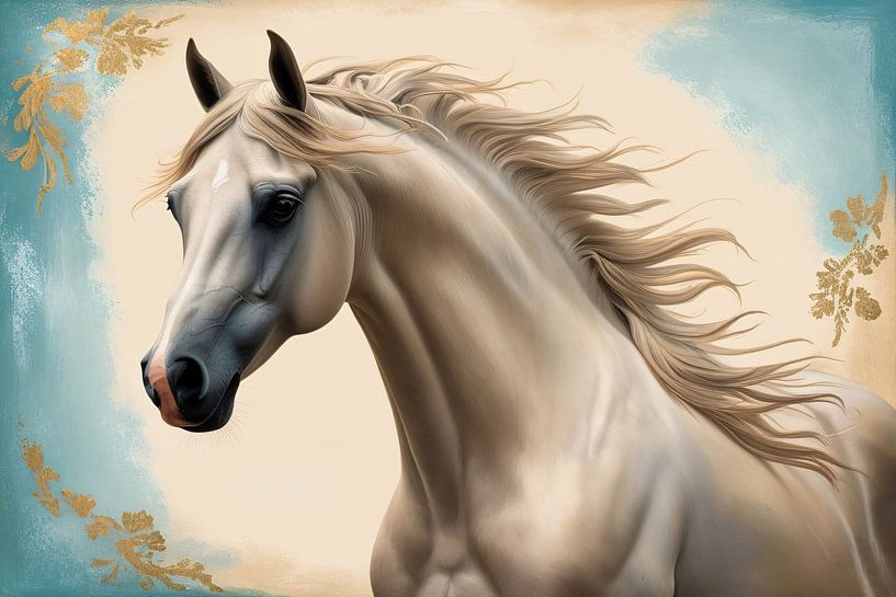 Elegantes Pferdeporträt mit goldenen Details von Art & Soul Creations