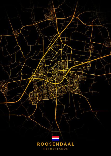 Roosendaal Stadtplan Modern Schwarz Gold von Kenda Maruyama