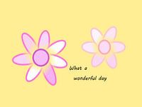 Zwei pinke Blumen auf gelbem Hintergrund