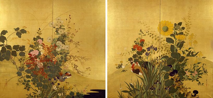 Oiseaux et fleurs des quatre saisons, Suzuki Kiitsu par Des maîtres magistraux