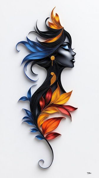 Frauenporträts in Papier, Gold und Multicolour von Gelissen Artworks