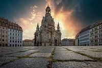 Blick über den Neumarkt auf die Frauenkirche in Dresden