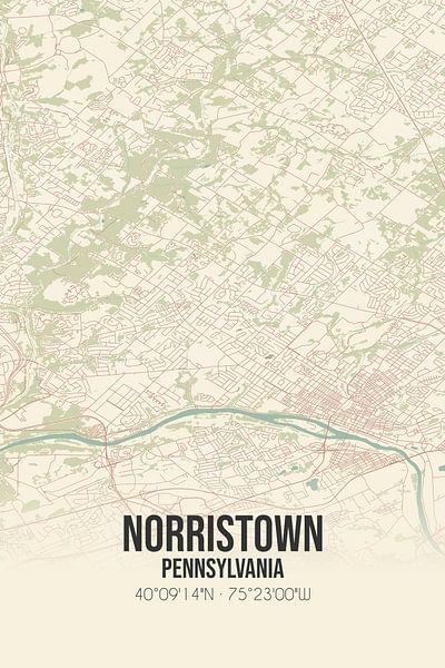 Carte ancienne de Norristown (Pennsylvanie), USA. par Affiches de lieux