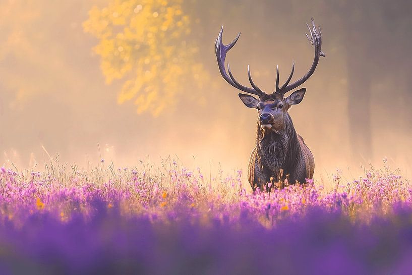Deer in the Purple Fields by Karina Brouwer