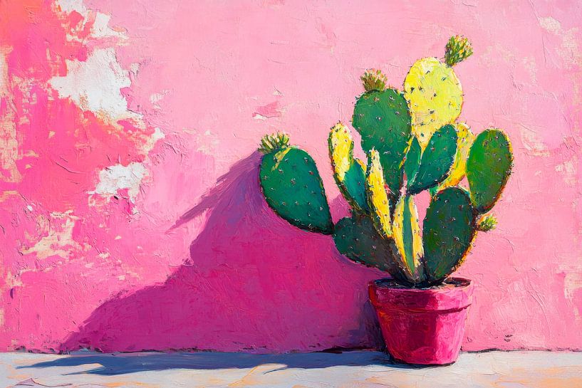 Kaktus vor Wand von Poster Art Shop