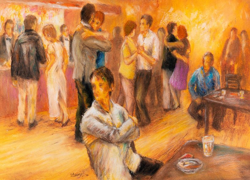 Café dansant - Hans Sturris - Ölpastell auf Papier von Galerie Ringoot
