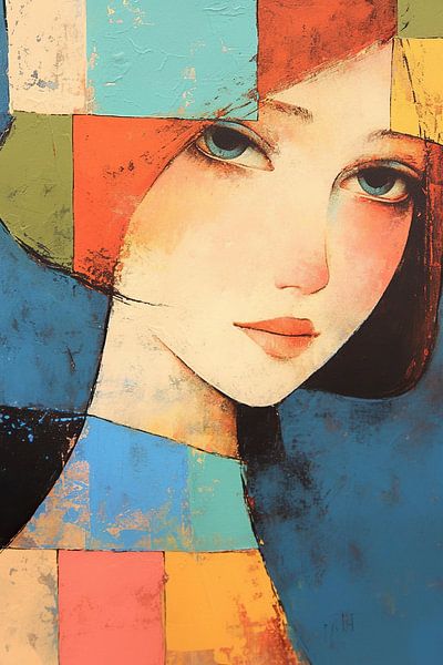 Verspielte Frau in geometrischen Farben von ARTEO Gemälde