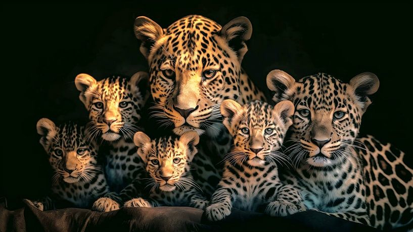 Leopardenfamilie mit vier Kindern von Dunto Venaar