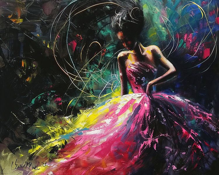 Energie | Tanz des bunten Geflüsters von Abstraktes Gemälde