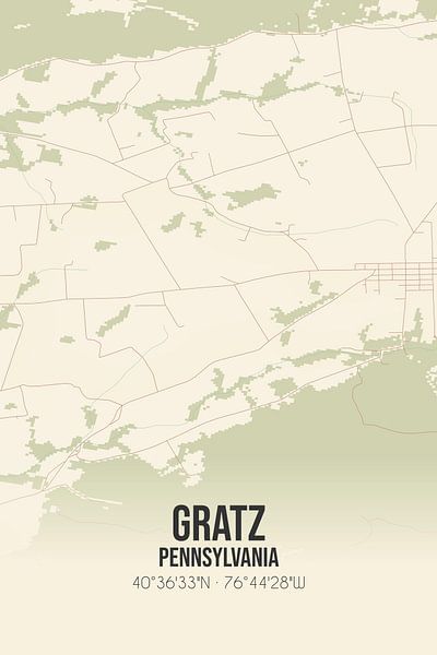 Vieille carte de Gratz (Pennsylvanie), USA. par Affiches de lieux