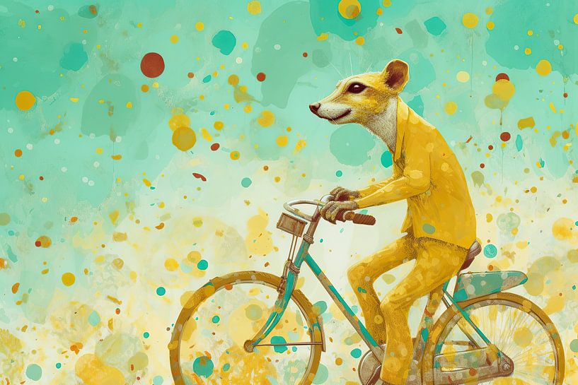 Meerkat Cycling | Abstract schilderij van Blikvanger Schilderijen