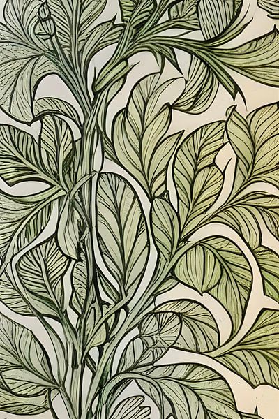 Botanischer Druck - Moosgrün II von Lily van Riemsdijk - Art Prints with Color