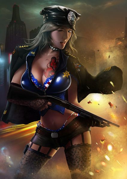 Sexy Dame auf Polizeistreife von Atelier Liesjes