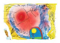 les yeux de la création, peinture mixte colorée