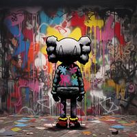 Ode aan Iconen Een Hoogwaardige Tekening van KAWS, Banksy en Iconische Popcultuurverwijzingen