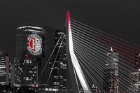 Feijenoord projection on 'The Rotterdam' detailled black and white