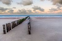Breakwater on beach in Zeeland near Dishoek