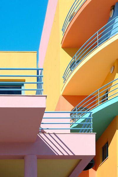 Farbenfrohe Gebäude in Albufeira, Portugal von Truus Nijland