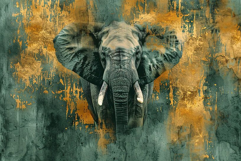 Mystérieux portrait d'éléphant aux accents dorés par Art & Soul Creations