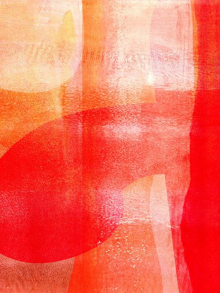 Moderne boho muurkunst in zachte texturen en rondingen van Dina Dankers