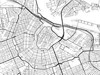 Kaart van Amsterdam Centrum in Zwart Wit