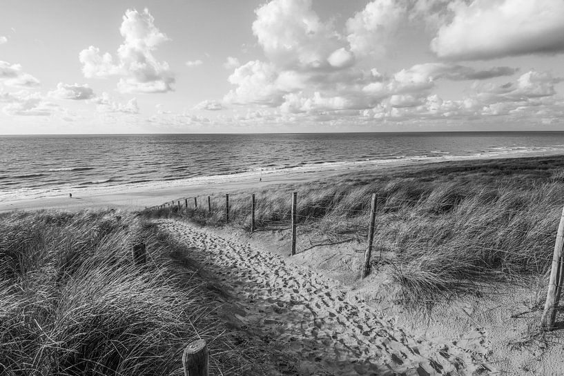 Beach, wind and sea in black and white by Dirk van Egmond