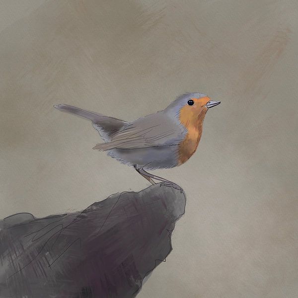 Robin Aquarell von Emmie Van der knokke