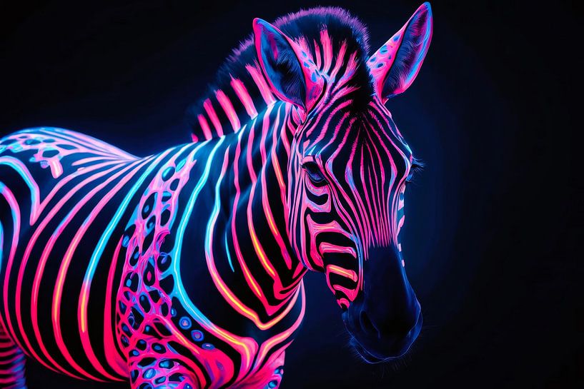 Futuristic neon zebra art image by Art & Soul Creations