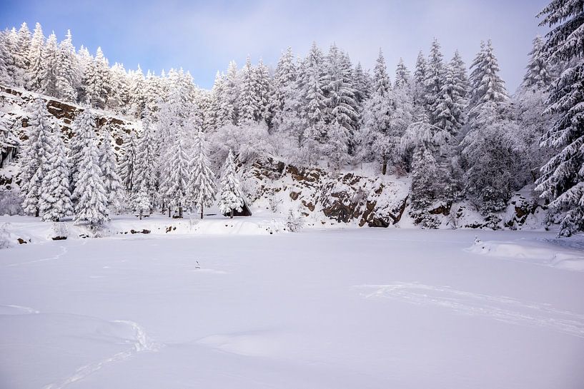 Tour de ski de fond par un temps impérial dans la forêt enneigée de Thuringe près de Floh-Seligenthal - Thuringe - Allemagne par Oliver Hlavaty