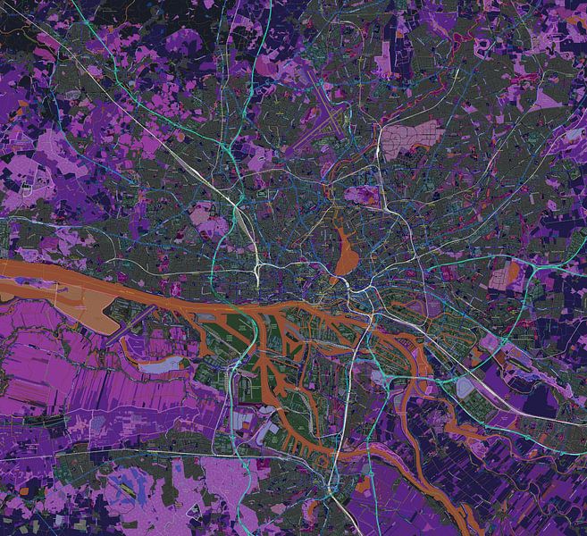 Carte de Freie und Hansestadt Hamburg ou Hamborg in negative by Atelier Liesjes