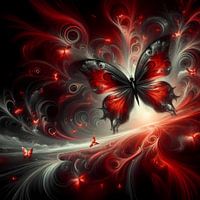 Black and red space artwork - Abstract galaxy in the cosmos