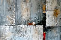 Geometrische Flächen – Grau-Rotes, geheimnisvolles Gemälde