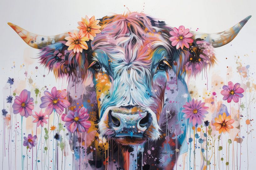 Bohemian Cow - Bunte Träume auf der Wiese von Eva Lee