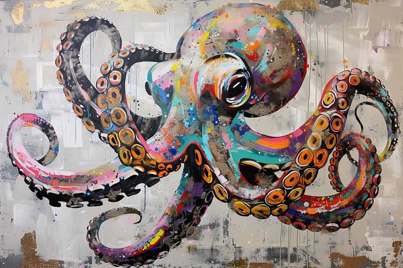 Malerei Bunter Oktopus von Kunst Laune