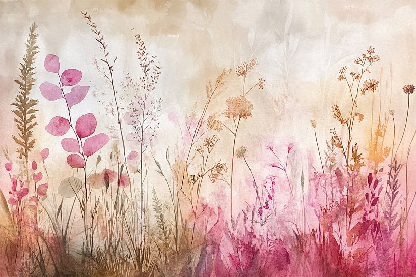Soft flowers and grasses watercolour by Art & Soul Creations