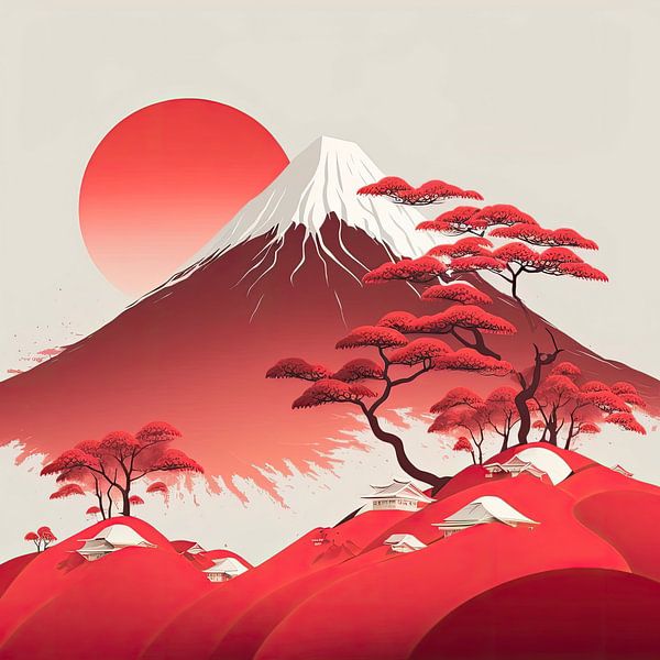 Die Pracht Japans in einem minimalistischen Porträt von Vlindertuin-Art