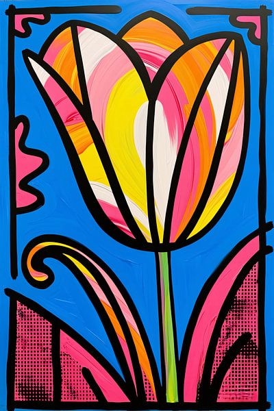 Kleurrijke abstracte tulp schilderij van Art & Soul Creations