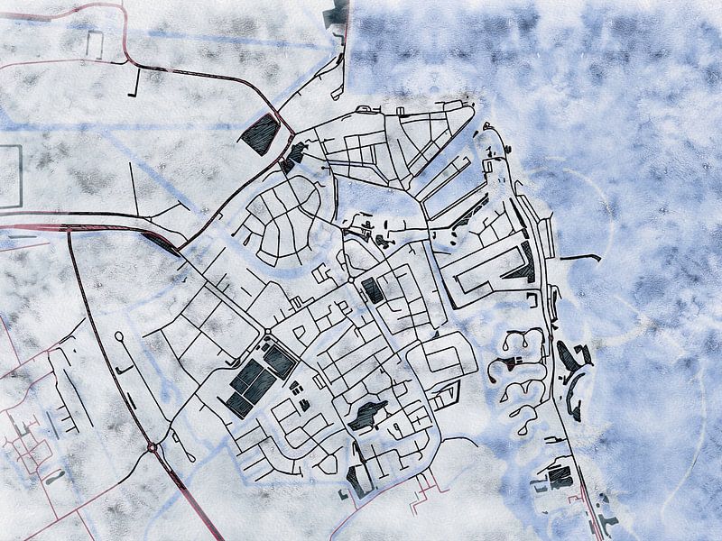 Carte de Medemblik avec le style 'White Winter' par Maporia