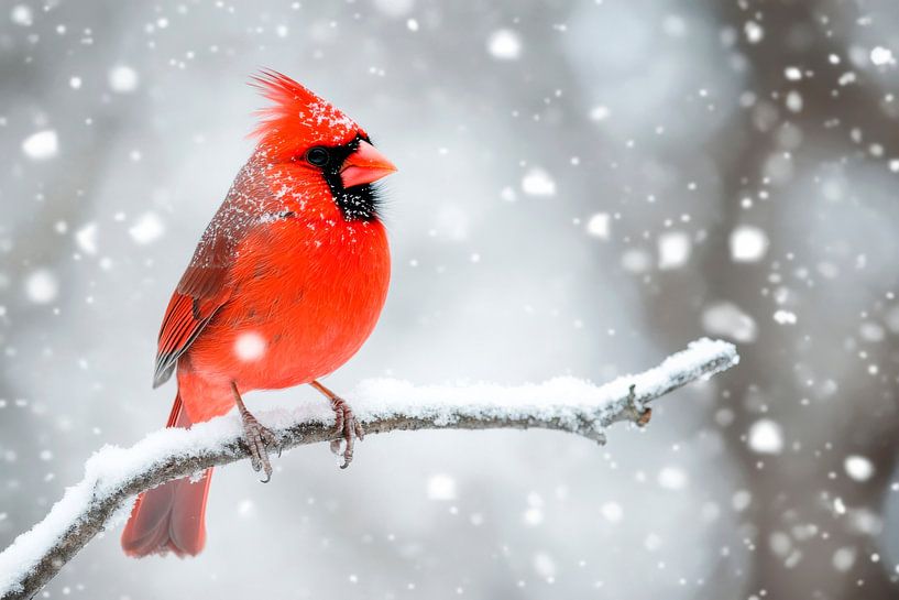 Red cardinal in the snow by Poster Art Shop