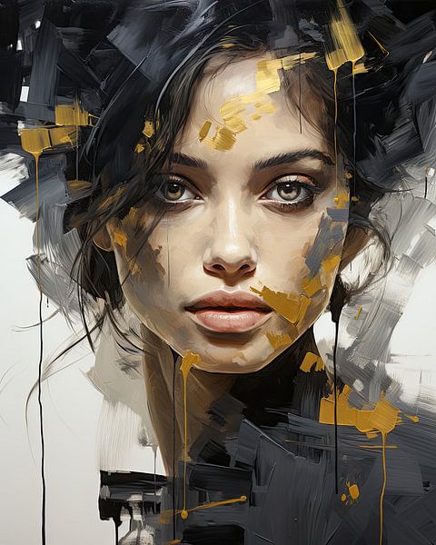 Portrait abstrait chic et moderne dans les tons de terre. par AVC Art Studio