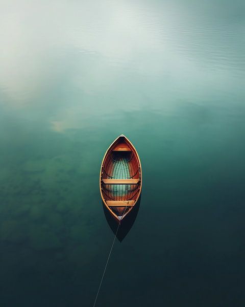 Boat in calm water by fernlichtsicht