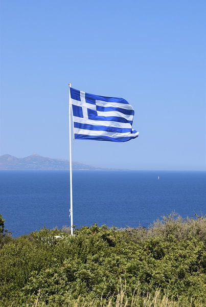 Griechische Flagge auf Zakynthos von Esther
