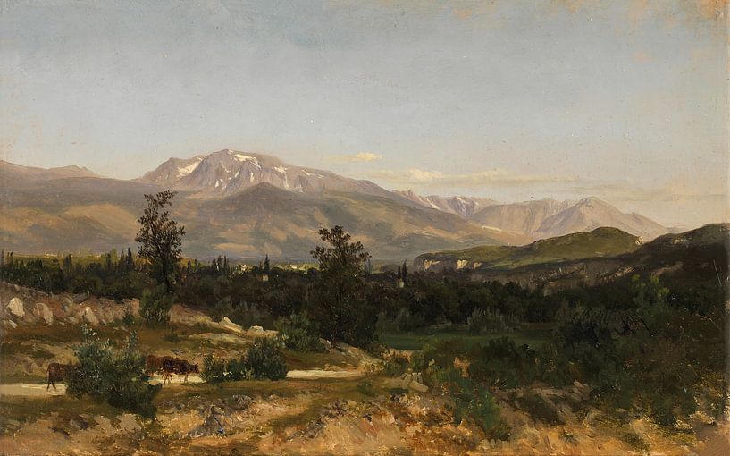 Carlos de Haes-Weg landscape back to the village, rural idyll, Antique landscape by finemasterpiece