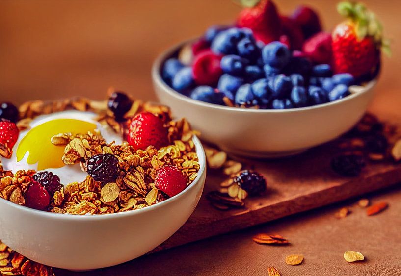 Müsli mit Beeren, Generative AI Art Illustration von Animaflora PicsStock